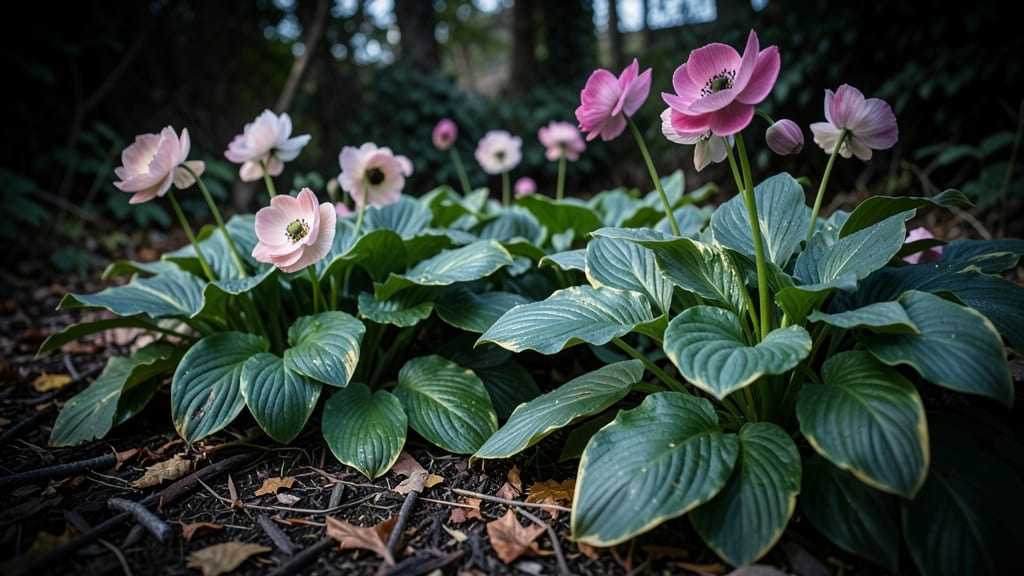 Japanese Anemone and Hosta Combo