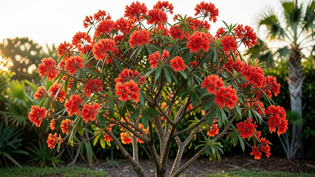 Firewheel Tree for Bold Red Blooms