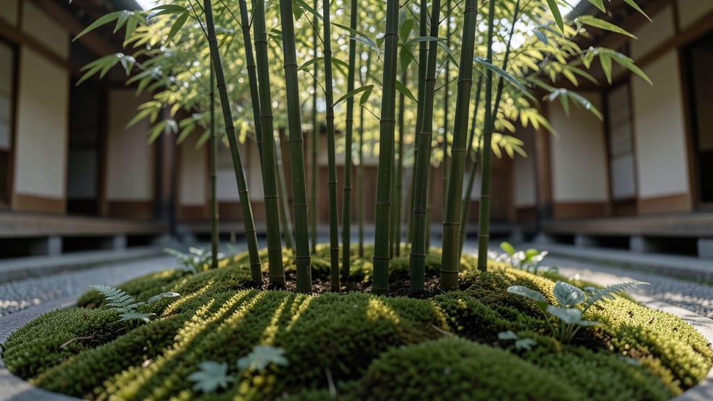 Japanese Zen Planter With Bamboo And Moss