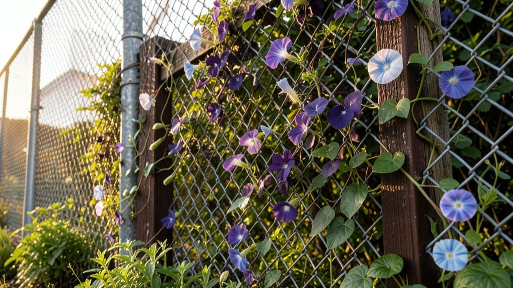 Vining Trellis Garden Along Chain Link