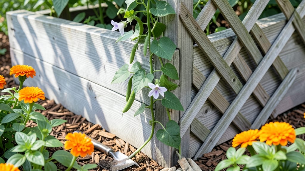 Wood Raised Garden Bed With Trellis: Vertical Grow Space for Climbers and Greens