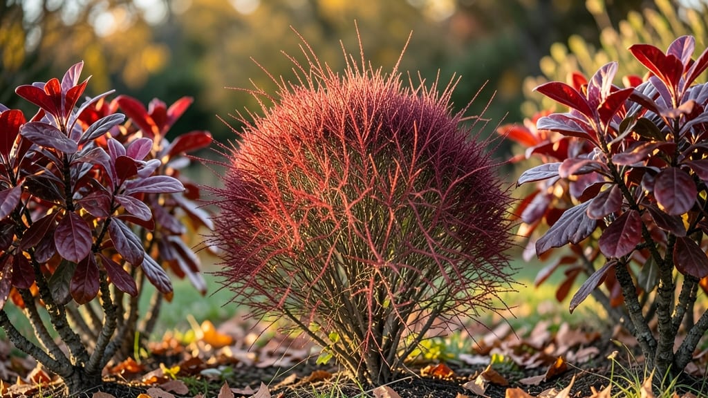 Smoke Bush and Viburnum Shrub Border