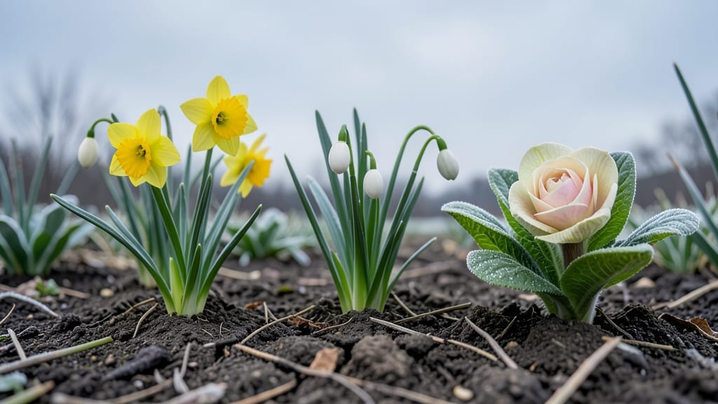 Daffodils and Snowdrops with Hellebores