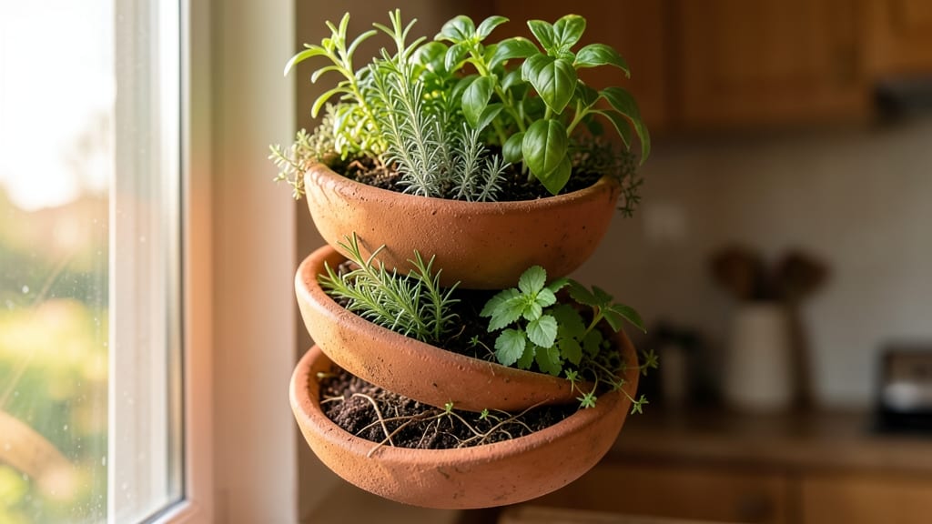 Window-Mounted Herb Spiral Garden