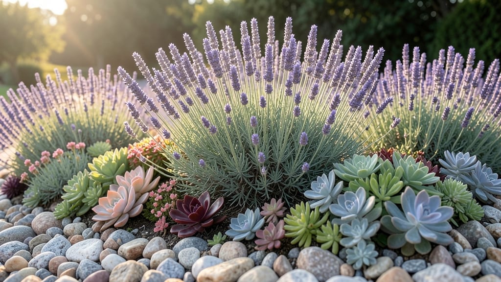 Lavender and Succulent Rock Garden