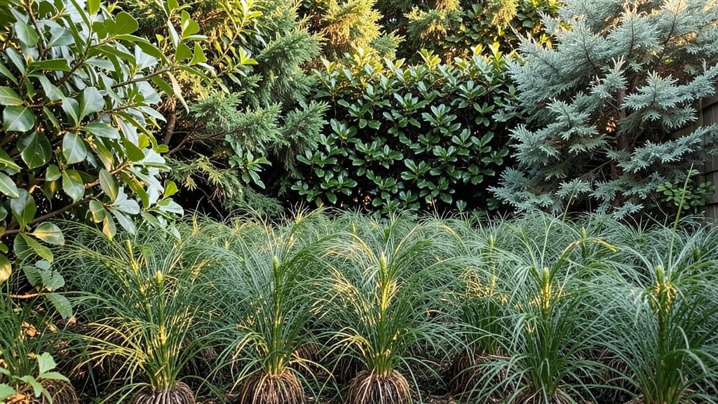 Asparagus And Evergreen Shrubs Tiered Design