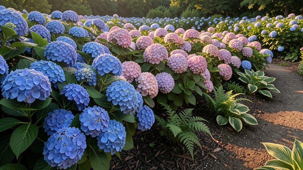 Seasonal Color-Changing Hydrangea Bed