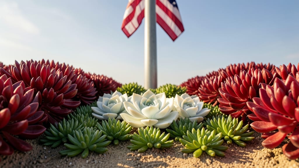 Patriotic Succulent And Sedum Arrangement