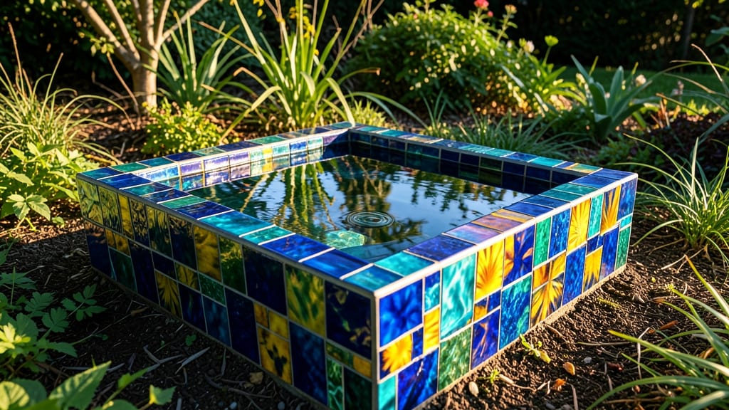 Mosaic Tile Bird Bath Fountain