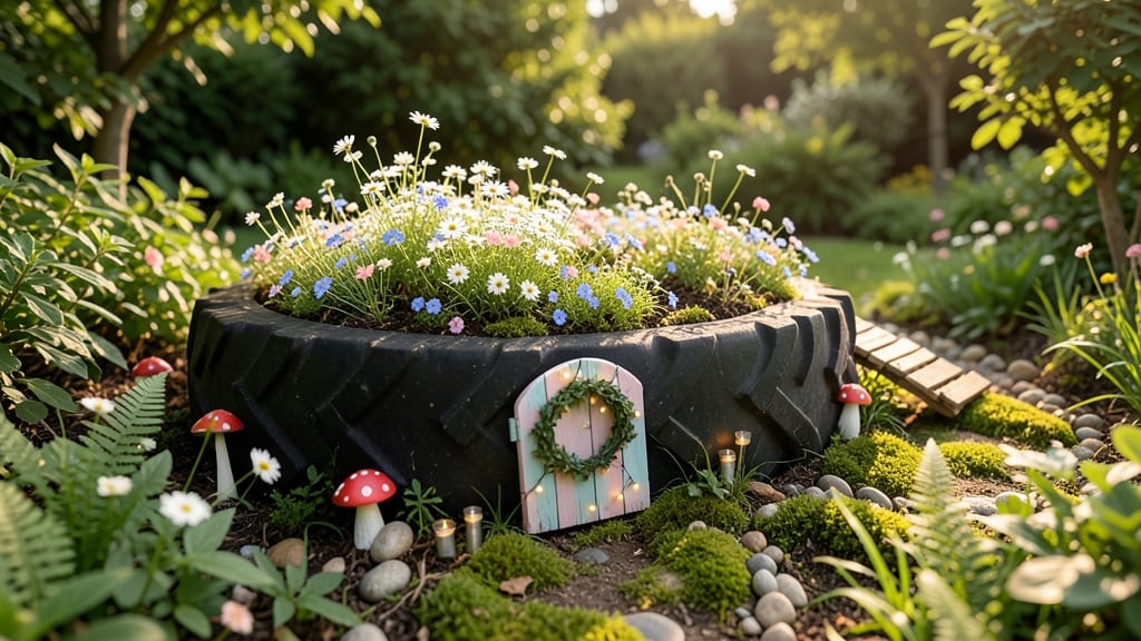Tire Planter With Fairy Garden