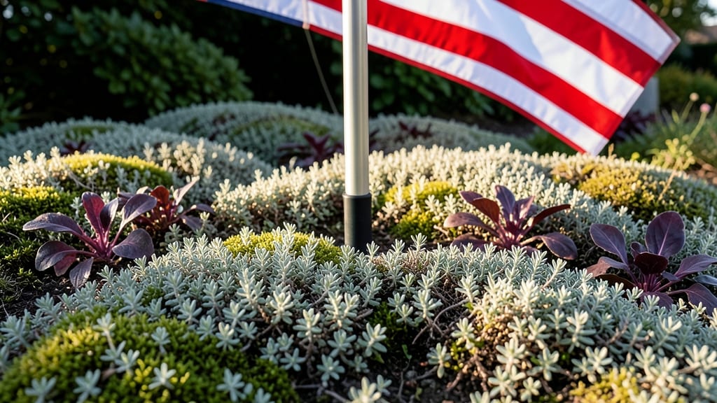 Low-Maintenance Ground Cover Flagpole Base