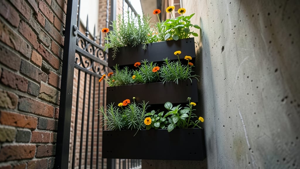 Modern Metal Planter With Vertical Garden
