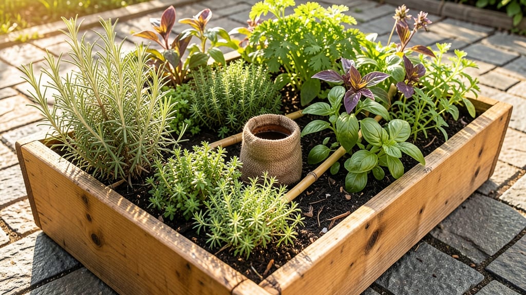 Compost Tea Herb Bed with Companion Planting