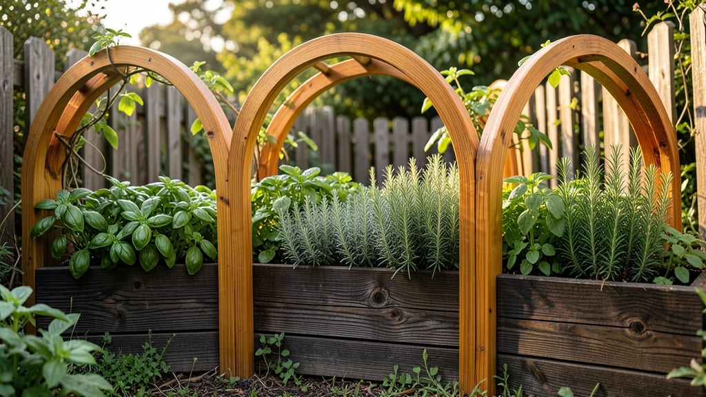Curved Wooden Arches With Herbs