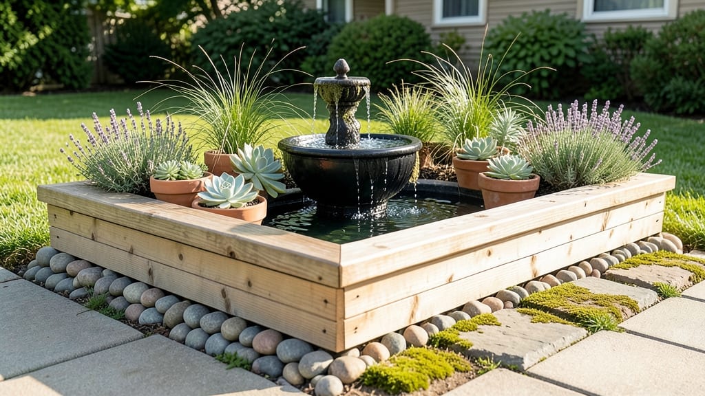 Raised Garden Bed with Integrated Water Feature