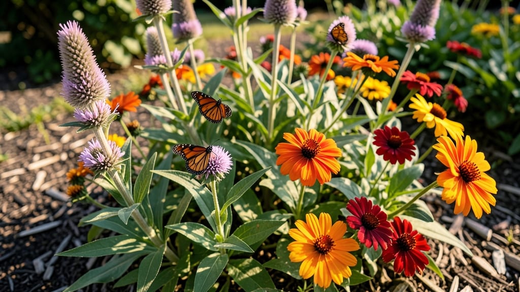 Butterfly Garden with Milkweed and Zinnias