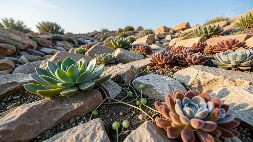 Low-Maintenance Rock Garden with Sedum