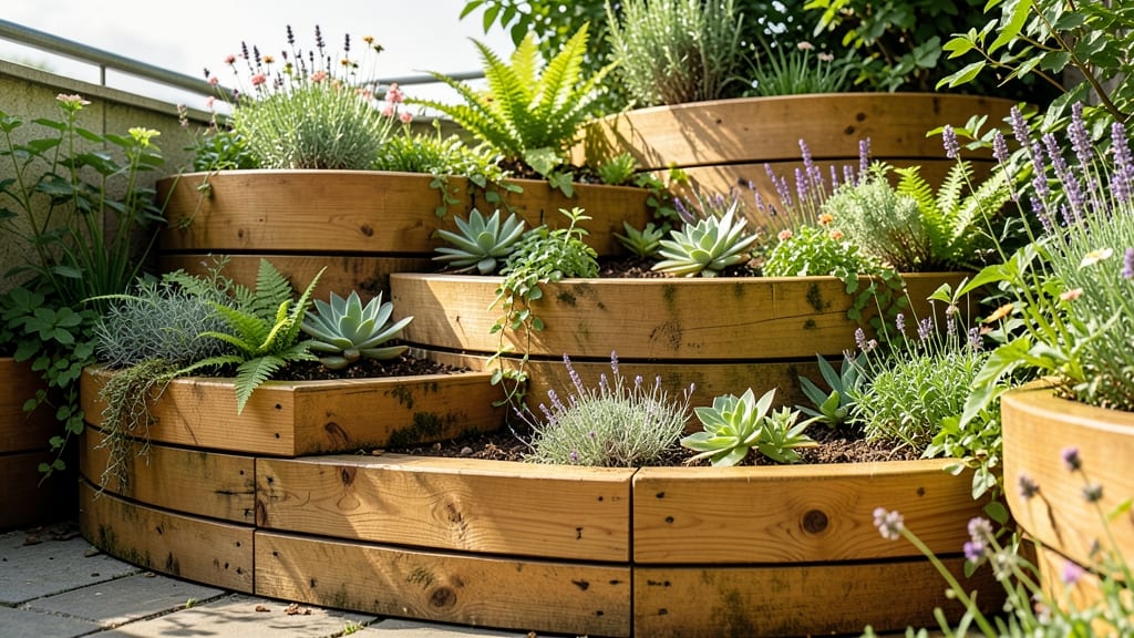 Elevated Wooden Round Planters