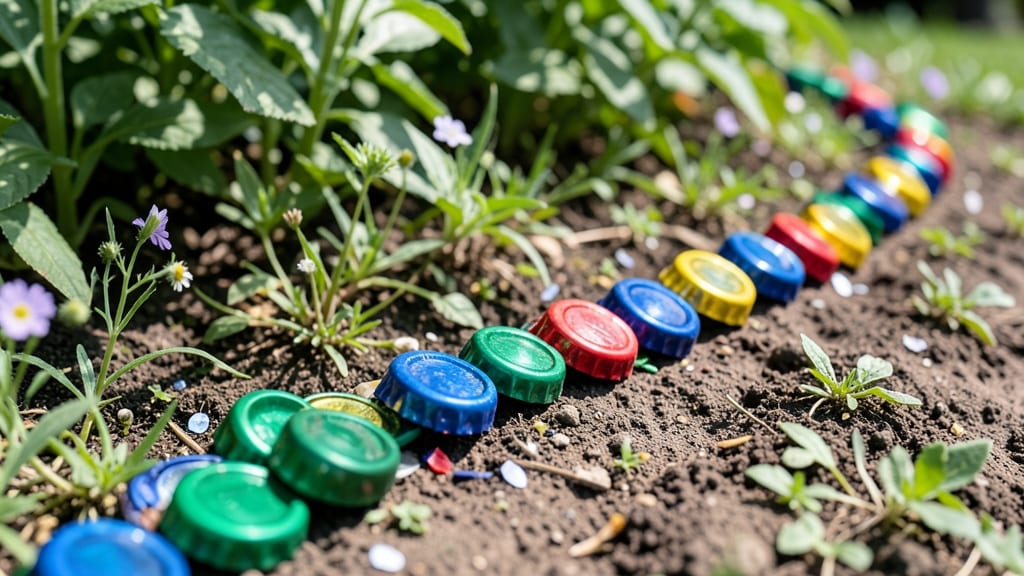 Plastic Bottle Cap Wind Chimes and Edging