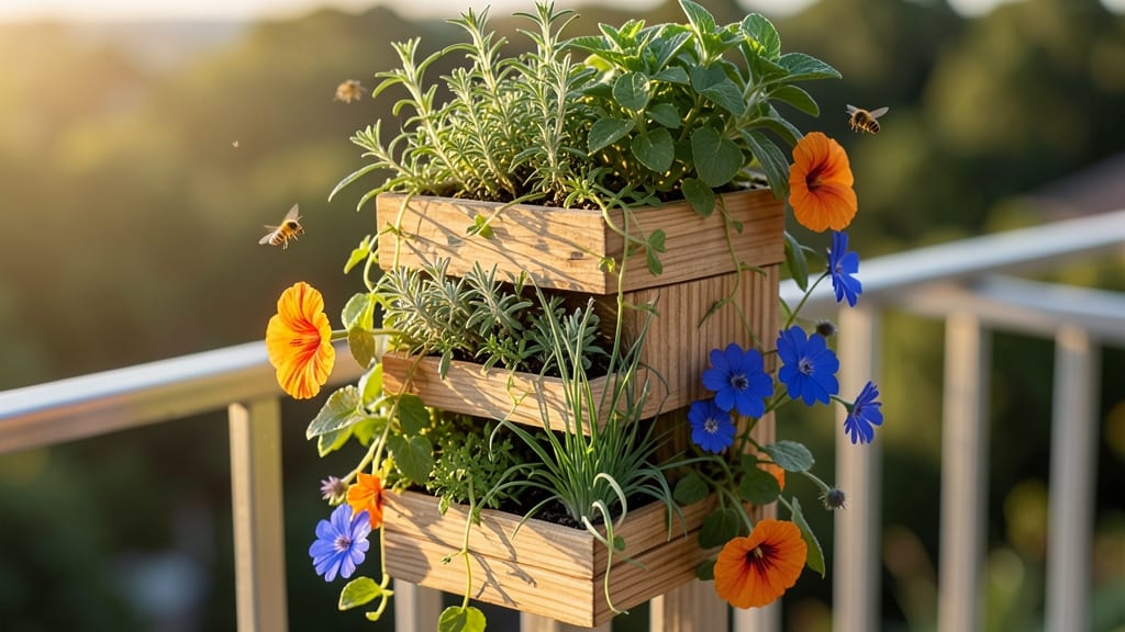 Vertical Herb Tower with Edible Flowers