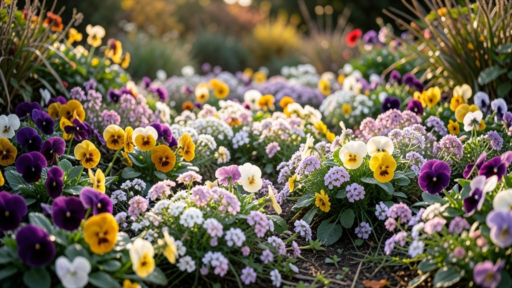 Pansies and Sweet Alyssum Ground Cover