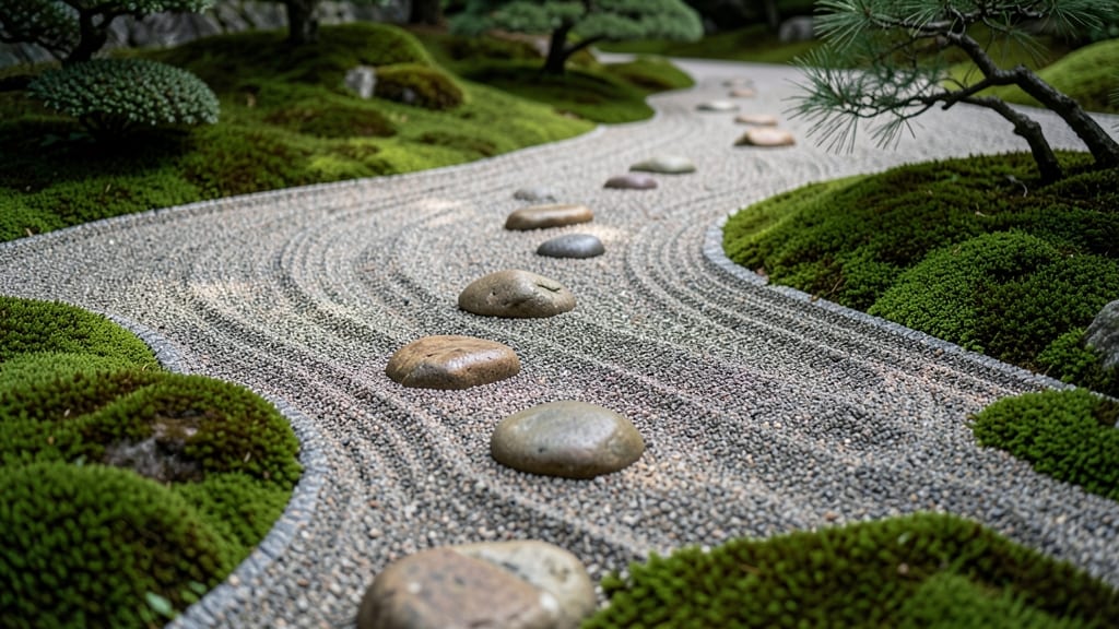 Japanese Zen Garden Gravel Path