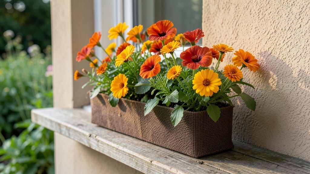 Window Sill Window Box with Edible Flowers