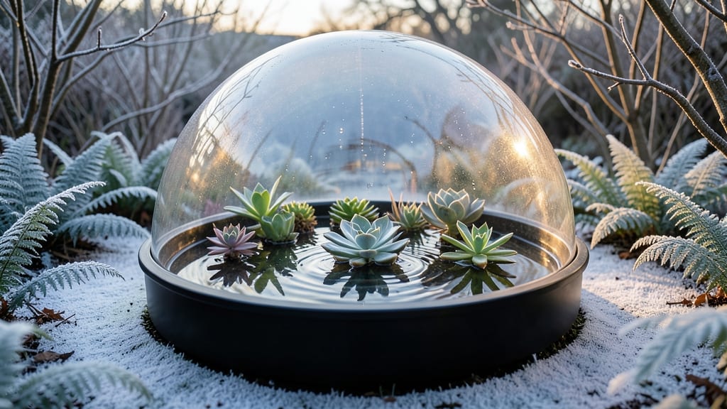 Glass Dome Bird Bath with Succulents