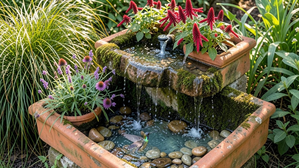 Tiered Waterfall Planter Bird Bath