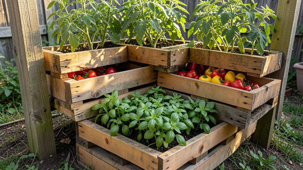 Wooden Pallet Tiered Planters for Vegetable Gardens