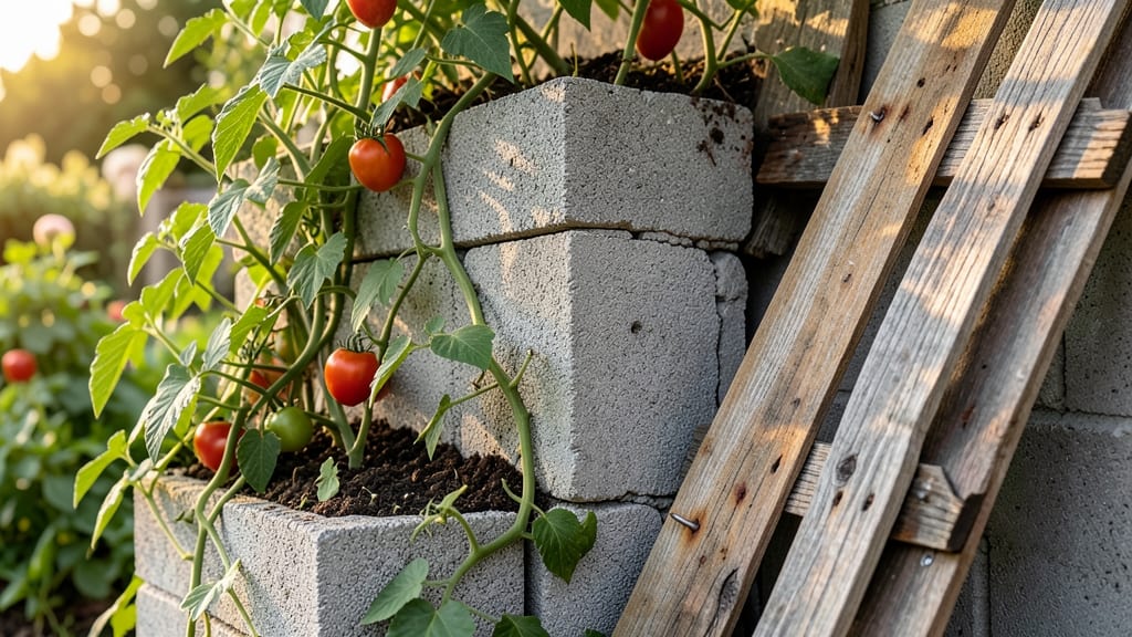 Cinder Block Vertical Pallet Garden