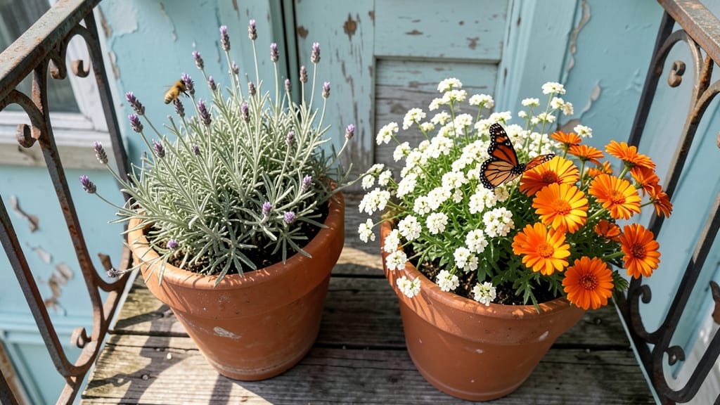 Container Pollinator Garden with Dwarf Plants