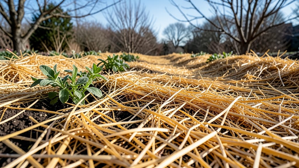 Straw Mulch for Moisture Retention and Insulation