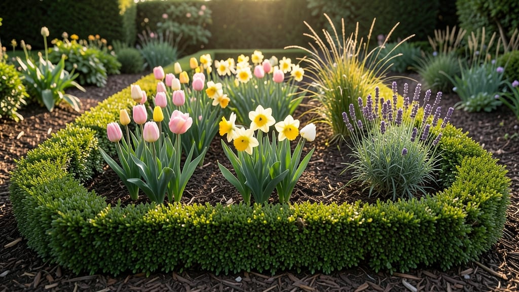 Boxwood Edging with Seasonal Bulbs