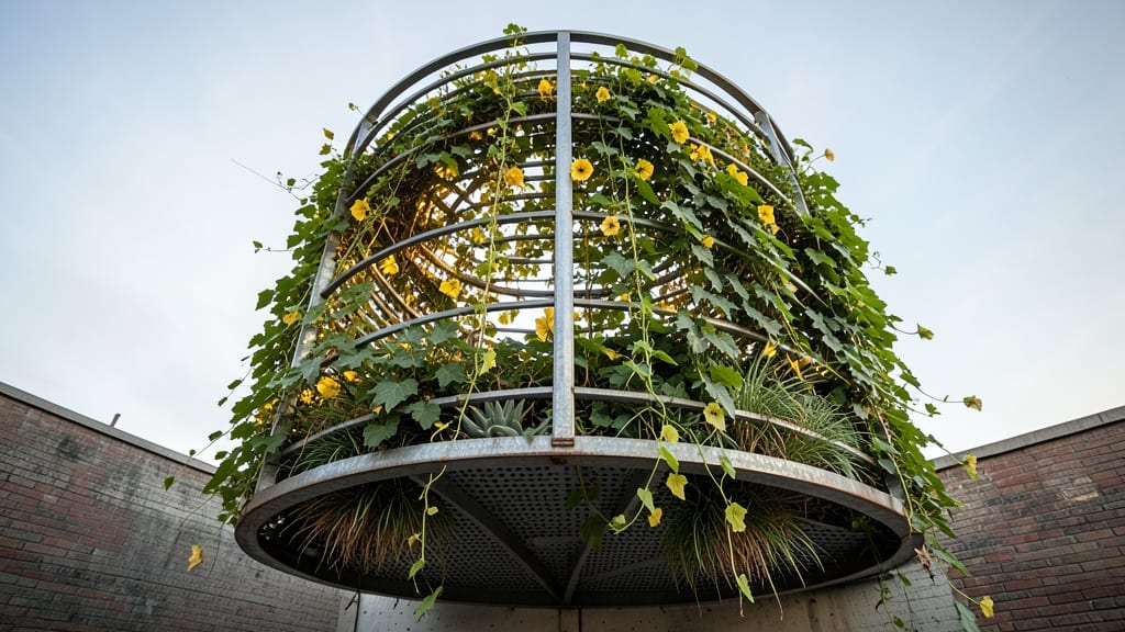 Raised Round Bed with Climbing Vines