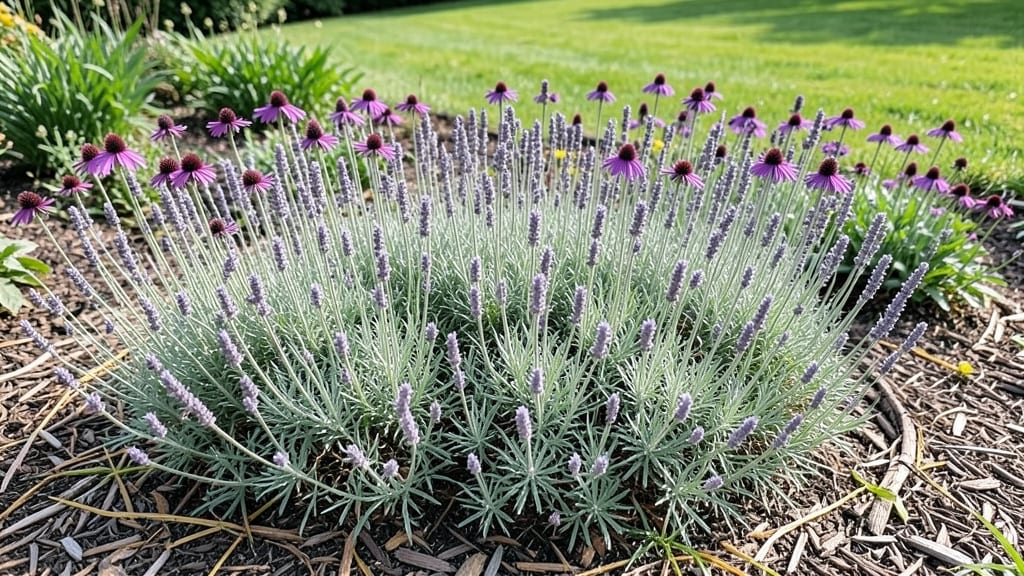Sunny Border with Lavender and Coneflowers