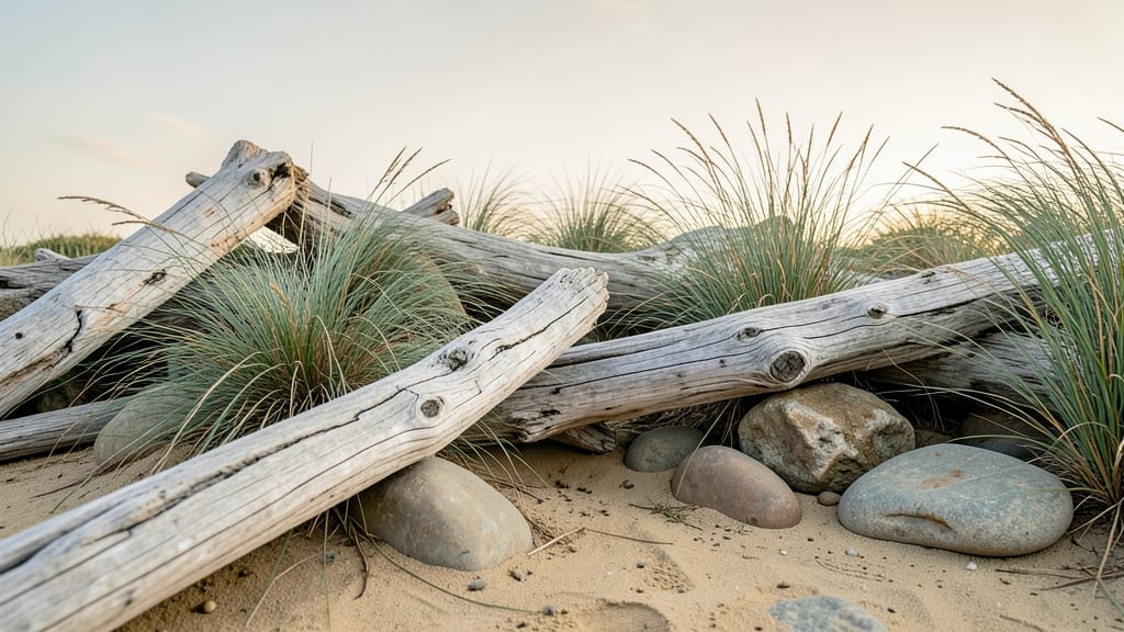Coastal Driftwood and Sea Grass