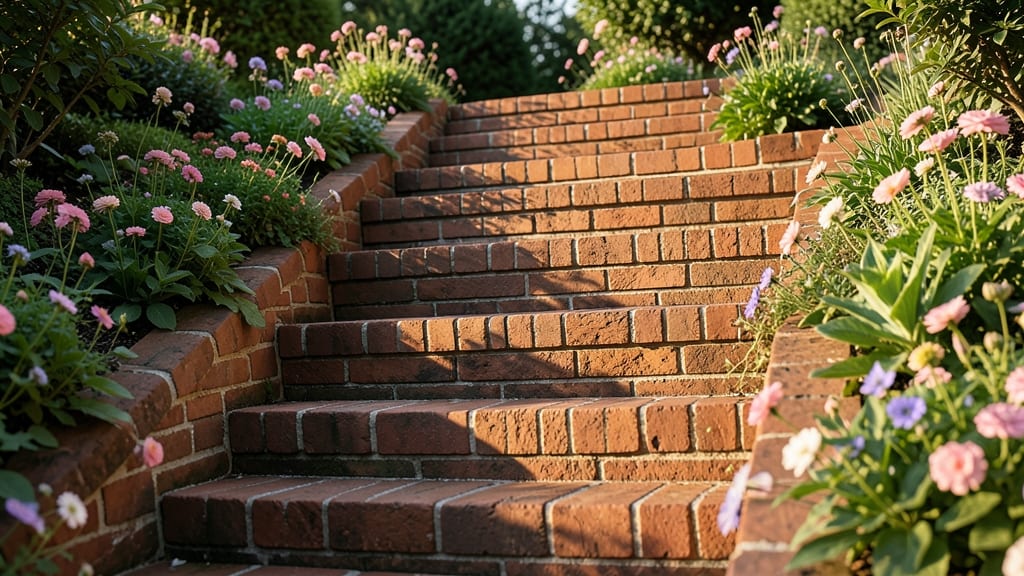 Brick Staircase Flower Bed
