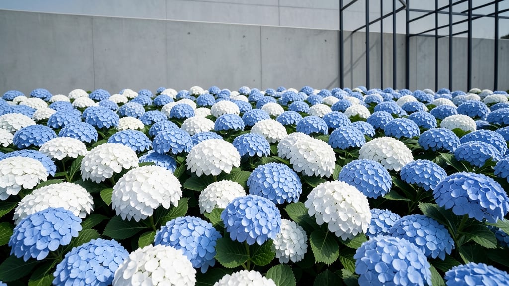 Modern Monochromatic Hydrangea Swath