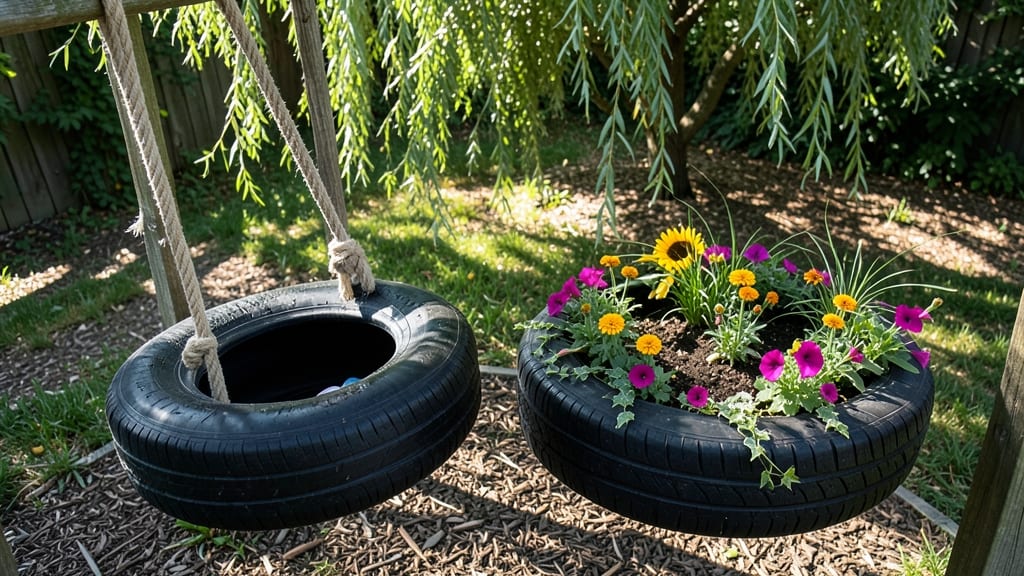 Tire Swing and Flower Bed Combo