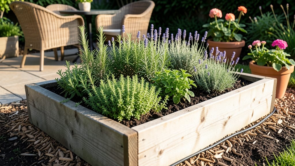 Raised Garden Beds Around Patio: Curved Edge Design for Seamless Yard Integration