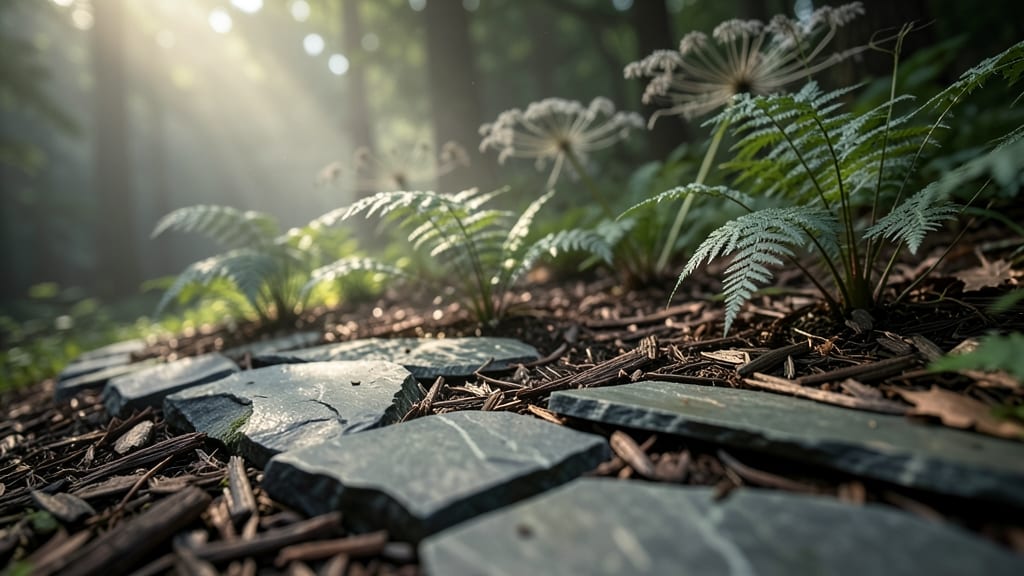 Woodland Edge with Ferns and Moss