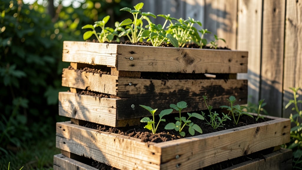 Pallet Wood Tiered Planters