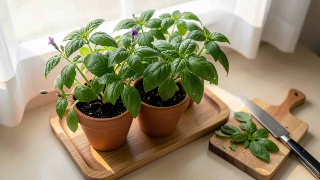 Basil Plants with Natural Insect Resistance