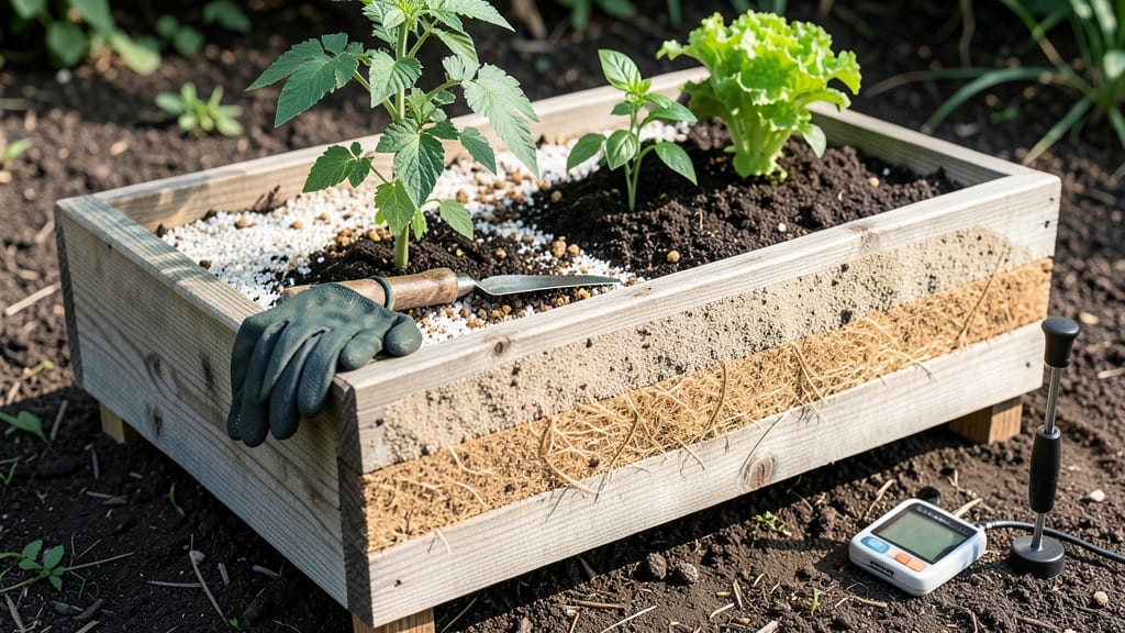Raised Garden Bed Soil Mixture: Loose, Aerated Loam for Root Growth and Drainage