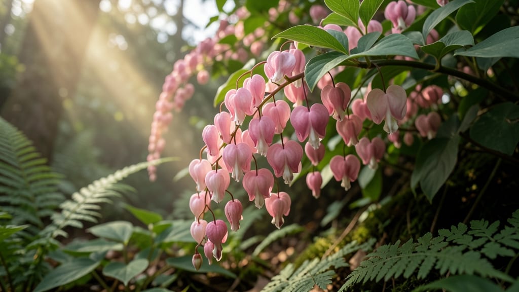 Bleeding Heart Flowers with Heart-Shaped Pink Blooms