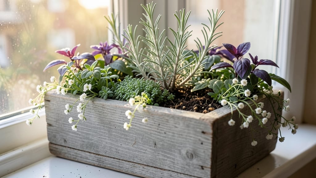 Window Box Herb and Flower Combination