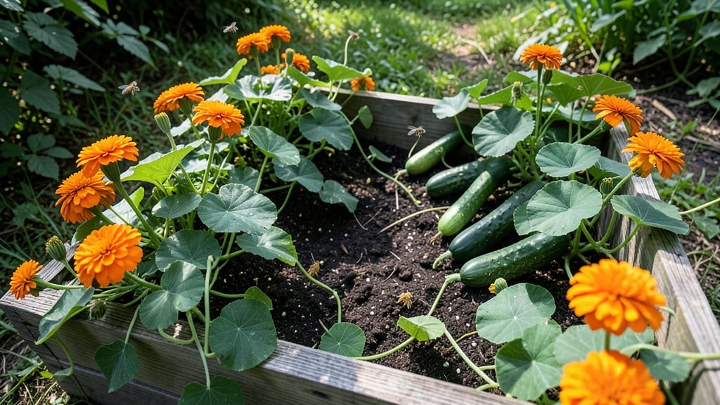 Cucumber and Marigold Shade-Tolerant Pair