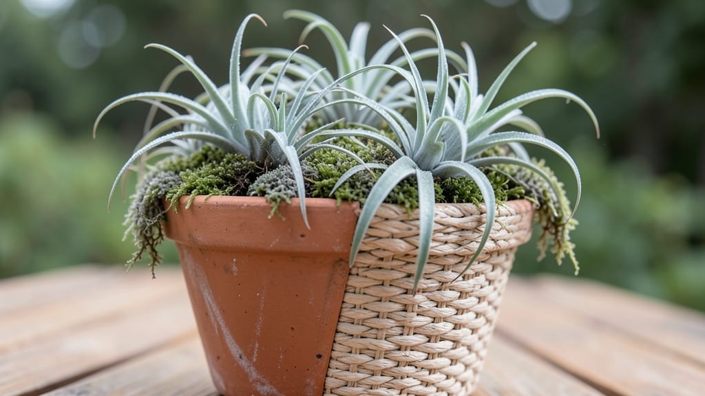 Mixed-Media Planters with Air Plants and Moss