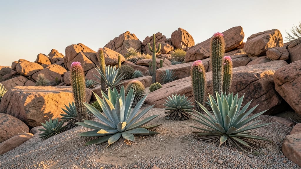 Desert Cactus and Succulent Rock Beds